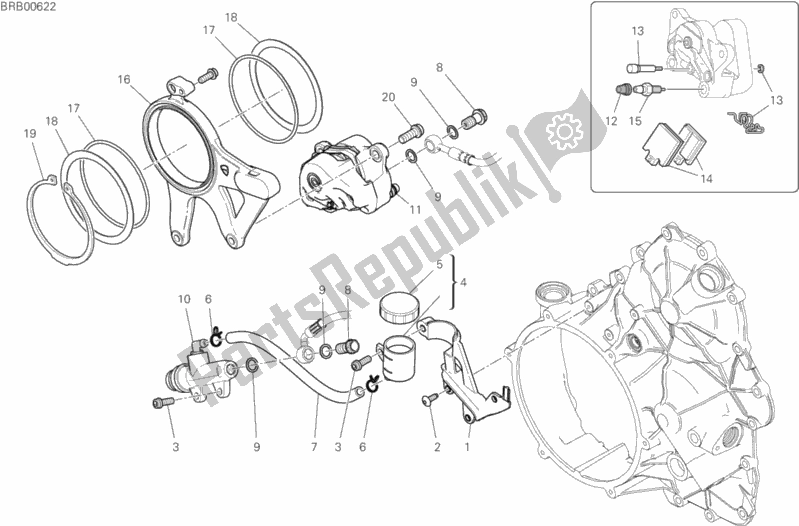 All parts for the Rear Brake System of the Ducati Superbike Panigale V4 USA 1100 2020